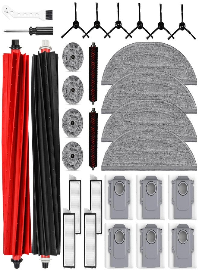 AnDongo 30 Pack Accessories Set for Roborock S8 Max/MaxV Ultra Robot Vacuum, 1 Pair Main Brushes, 2 Self-Cleaning Brush, 6 Side Brushes, 4 Filters, 4 Round Mop Pads, 4 Long Mop Pads, 6 Dust Bags, 2 Tools - Image 1